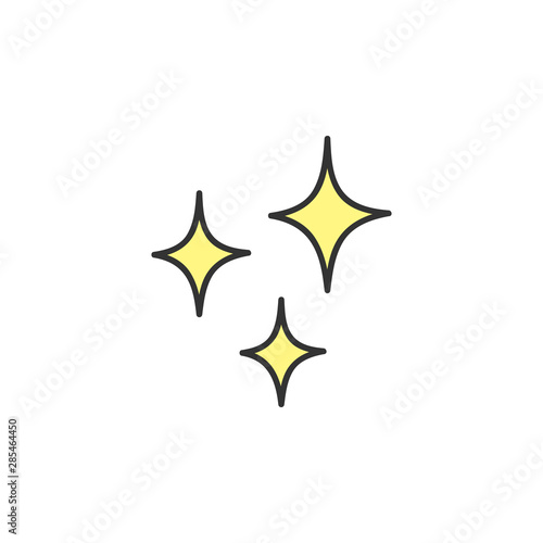 Sparkle vector illustration icon. Hand drawn isolated  outlined sticker.