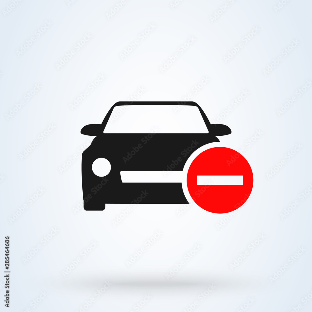 no car entry. car forbidden Simple modern icon design illustration.
