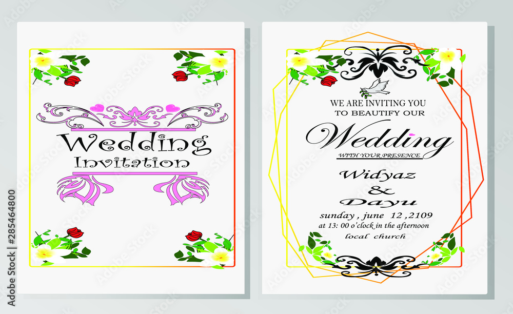 A simple and modern wedding invitation card suitable for use in your event