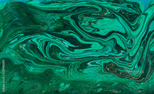 Green marbling pattern. Beautiful abstract background.