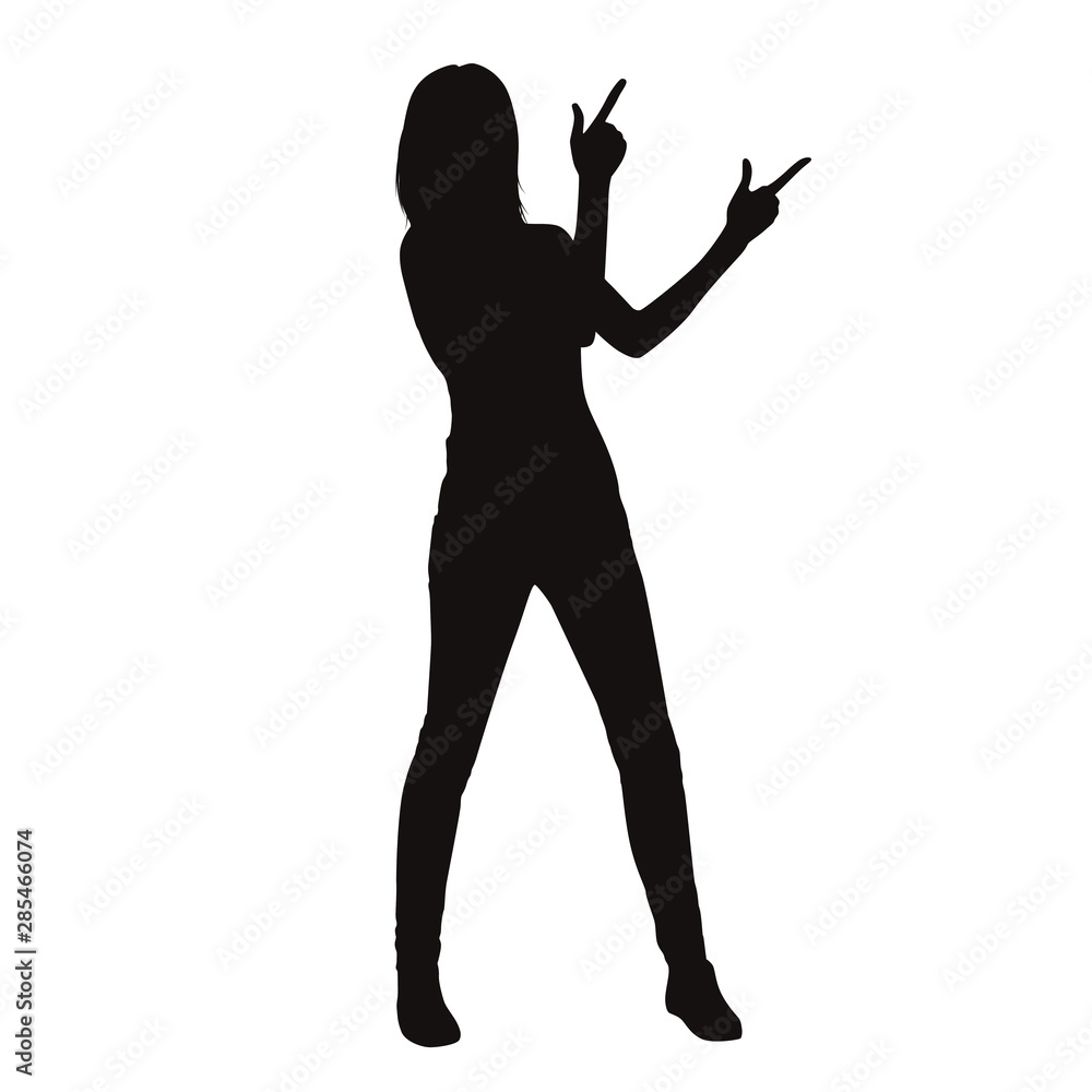 Fototapeta premium Woman Pointing Silhouette