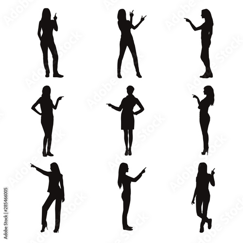 Woman Pointing Silhouettes