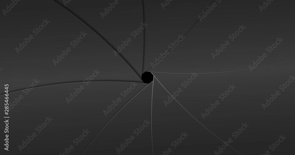 Digital animation of camera shutter opening and closing 4k