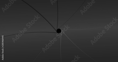 Digital animation of camera shutter opening and closing 4k photo