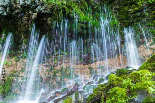 Fototapeta Naklejka Na Ścianę i Meble -  夏の乗鞍高原 岩から迸る湧水の滝