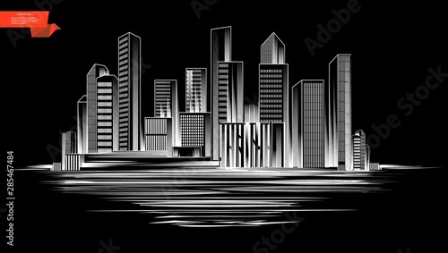 Sketch Modern City Silhouette Concept