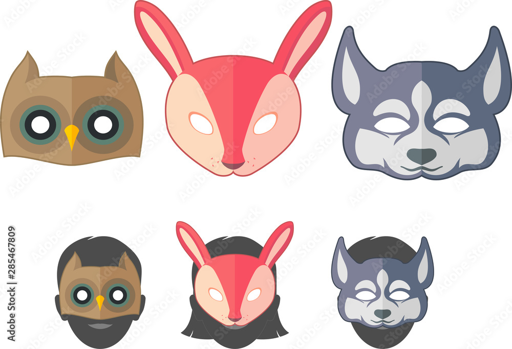 Winter Animal Masks Set Winter Animal Masks Set