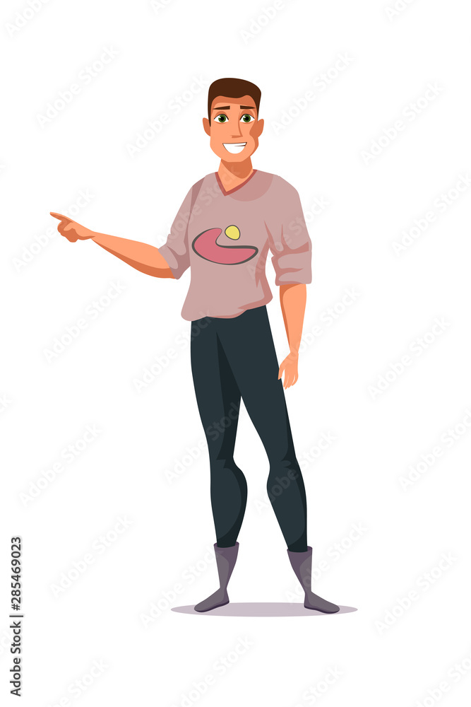 Young man pointing gesture vector illustration Young man pointing gesture vector illustration