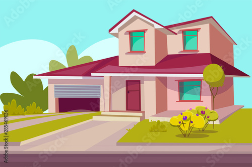 Residential house flat vector illustration