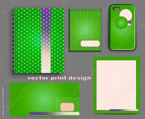 Vector collection of mock up notebooks and stationery and case for smartphone...