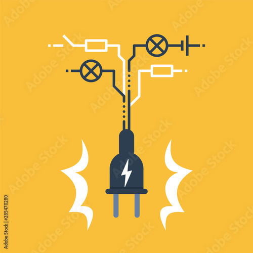 Electricity circuit, repair and maintenance, plug with electrical scheme