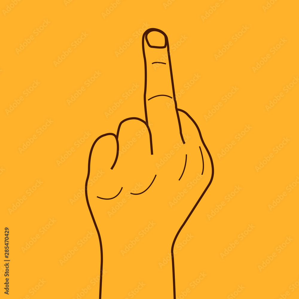 Vector hand drawing fuck hand isolated on white background. Front view Vector hand drawing fuck hand isolated on white background. Front view