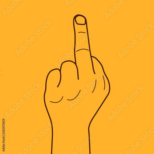 Vector hand drawing fuck hand isolated on white background. Front view