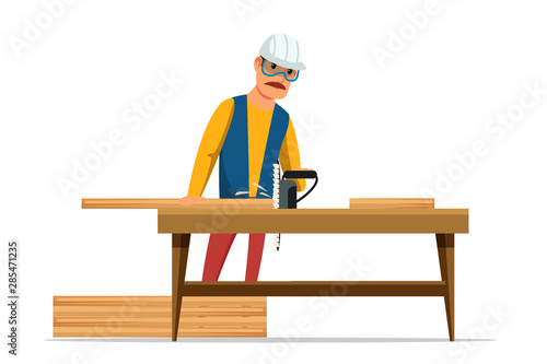 Carpenter flat vector illustration