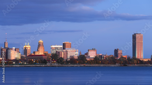 Photography Buffalo city center at twilight