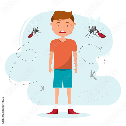 a lot of mosquito bites a boy