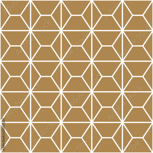 Seamless geometric pattern in golden and white.Japanese style Kumiko.