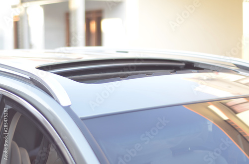 Modern car panoramic sunroof and moonroof photo