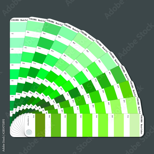 a palette of colors and shades collected in a fan