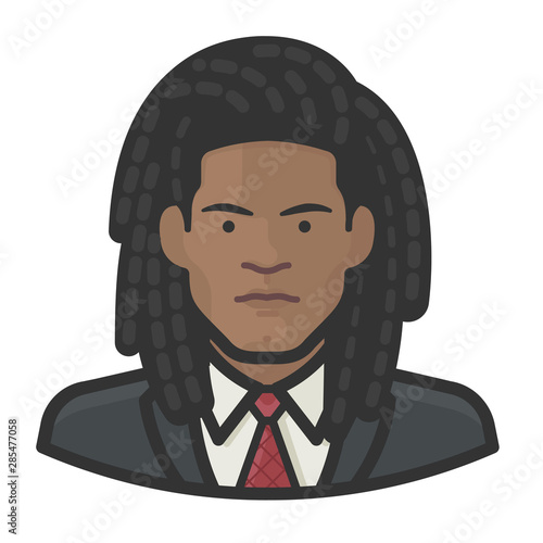 black dreadlock male dinner attire avatar icon