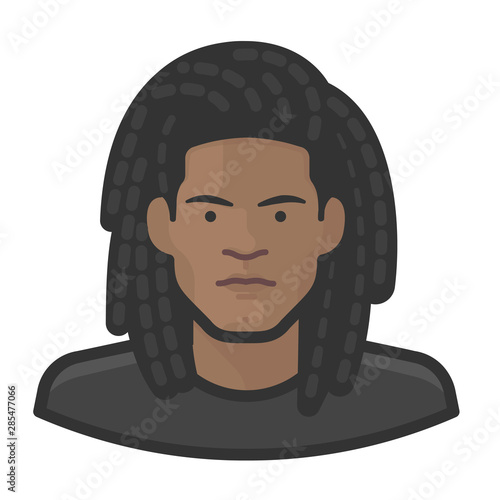black dreadlock male tee shirt avatar icon