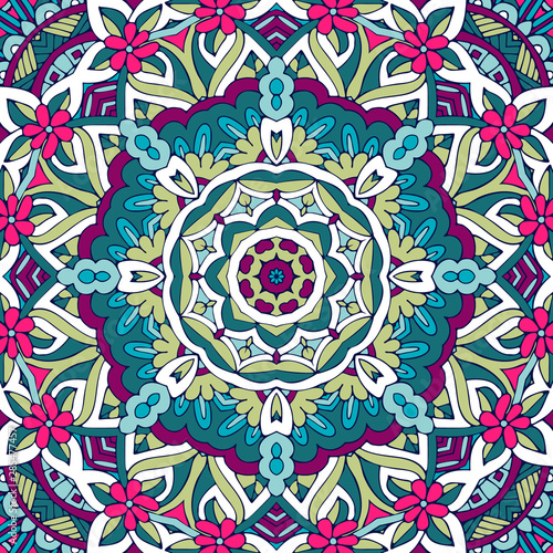 Festive Colorful Tribal ethnic seamless vector pattern ornamental