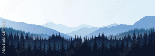 ilustrowany-panoramiczny-krajobraz-z-niebieskimi-sylwetkami-drzew-i-wzgorz