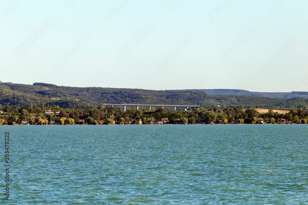 View of the Viaduct of Koroshegy from the lake Balaton.