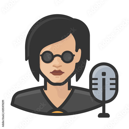 disc jockey asian female avatar icon
