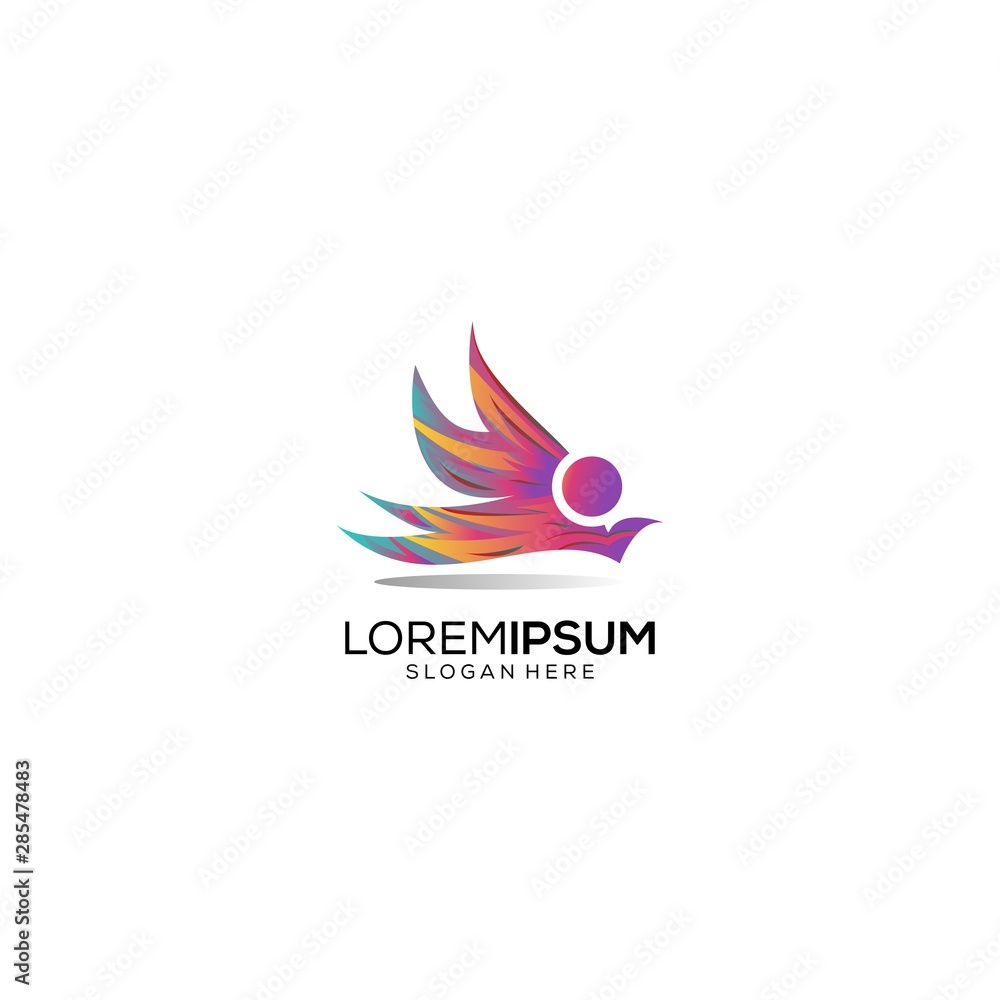 Fototapeta premium Colorful Asbtract Gradient Logo Template-Flying Illustration
