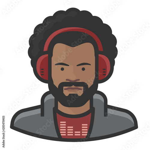 disc jockey black male avatar icon