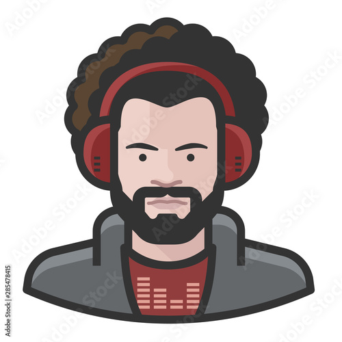 disc jockey white male avatar icon