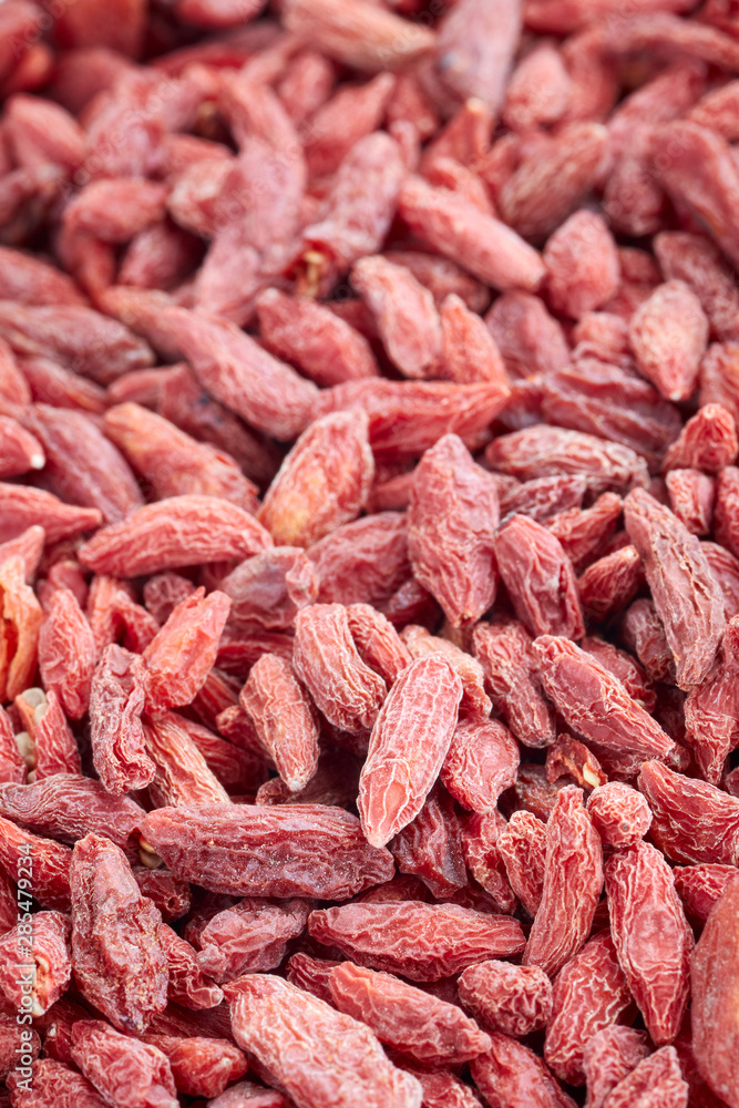 Close up picture of goji berries, selective focus.