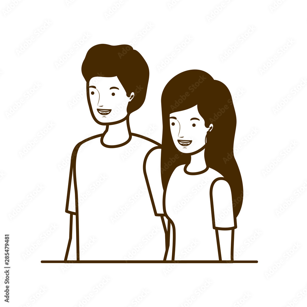 silhouette of couple of people smiling on white background silhouette of couple of people smiling on white background