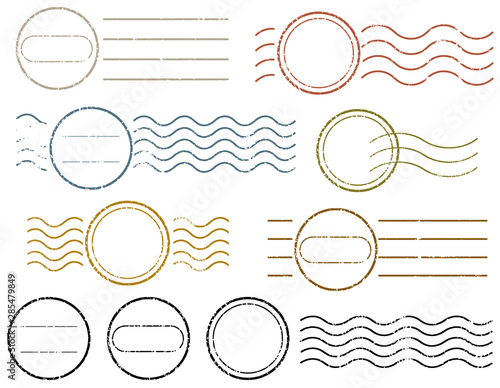 Circle Blank postal and line stamps set.illustration vector