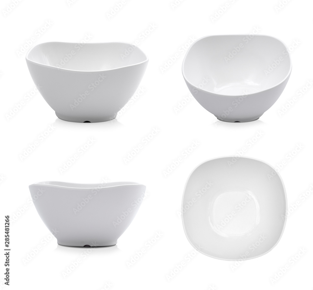 Set of ceramic white bowl on white background. Set of ceramic white bowl on white background.