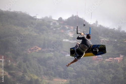Kitesurfer jumping 