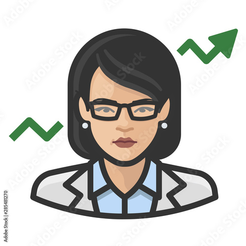 stock broker asian female avatar icon