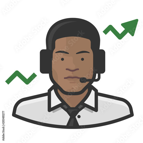 stock broker black male avatar icon