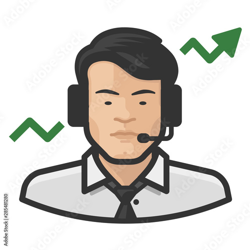 stock broker asian male avatar icon