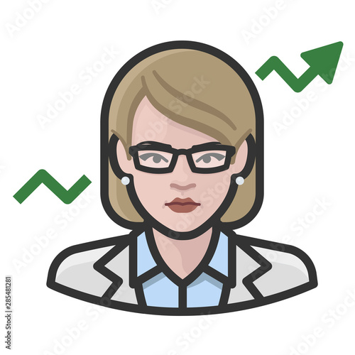 stock broker white female avatar icon