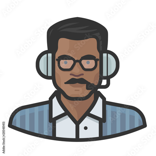 tv announcer black male avatar icon