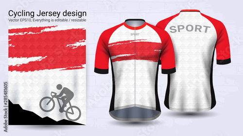 Cycling Jerseys, Short sleeve sport mockup template, Graphic design for bicycle apparel or Clothing outerwear and raingear uniforms, Easily to change logo, name, color and lettering in your styles.