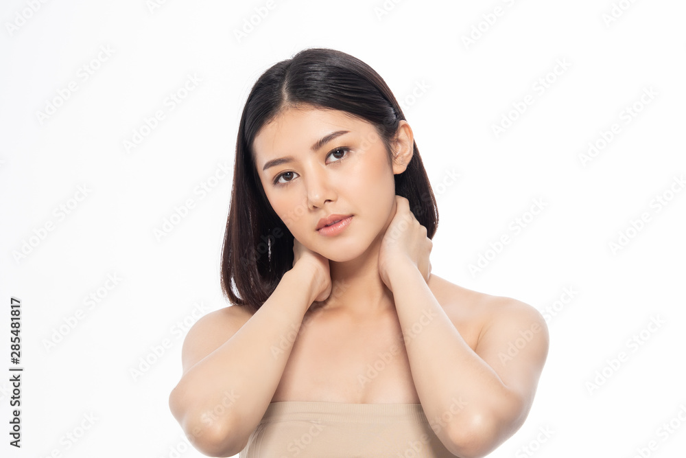 Beautiful Young Asian Woman short hair with Clean Fresh Skin. Face care, Facial treatment, Cosmetology, beauty and healthy skin and cosmetic ideas concept. Beautiful Young Asian Woman short hair with Clean Fresh Skin. Face care, Facial treatment, Cosmetology, beauty and healthy skin and cosmetic ideas concept.