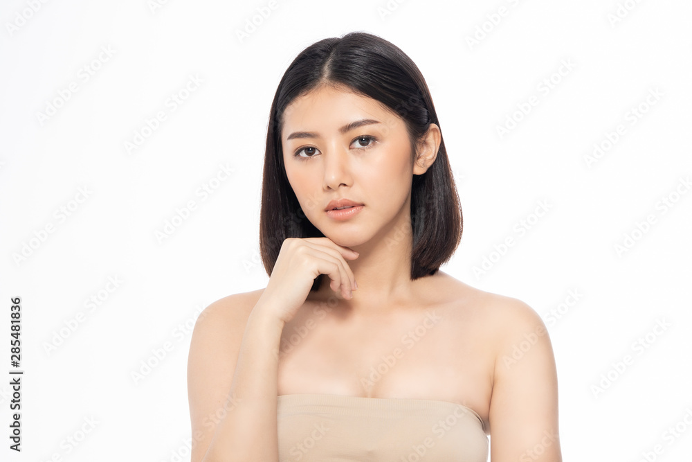 Beautiful Young Asian Woman short hair with Clean Fresh Skin. Face care, Facial treatment, Cosmetology, beauty and healthy skin and cosmetic ideas concept. Beautiful Young Asian Woman short hair with Clean Fresh Skin. Face care, Facial treatment, Cosmetology, beauty and healthy skin and cosmetic ideas concept.