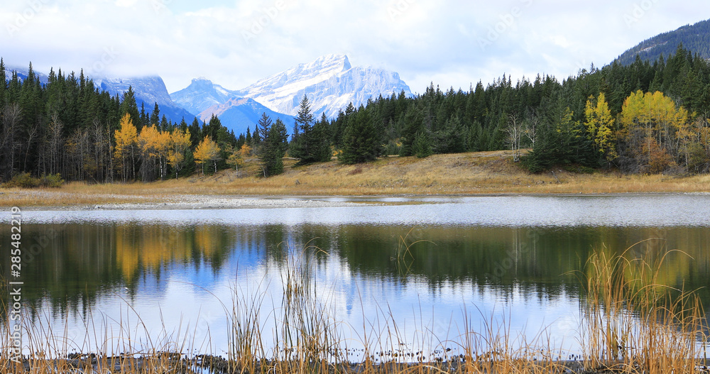 Mountains and Lake of Bowman Valley Provincial Park, Canada