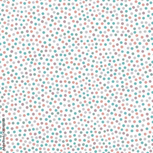 Hand drawn dense dotted design in teal, pink and purple. Seamless vector pattern on white background. Great for Christmas and winter sport products, scrapbooking, stationery, giftrwapping,fabric