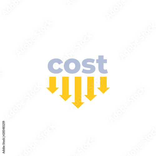 cost down vector icon with arrows