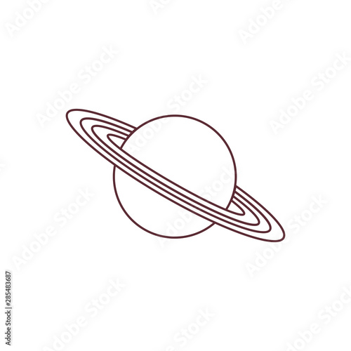Vector icon planet Saturn with rings. Astronomy.