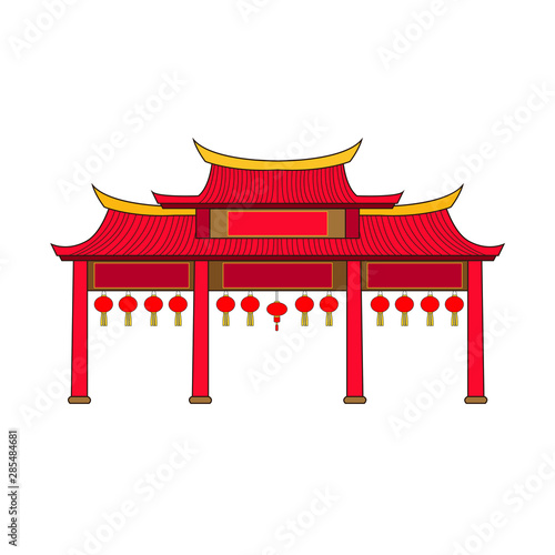 Door facade China design on white background illustration vector Chinese New Year Asia